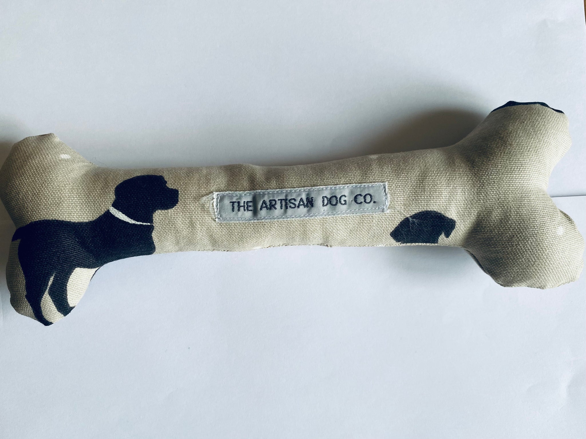Handcrafted Toy Squeaky Dog Bone Black Dog
