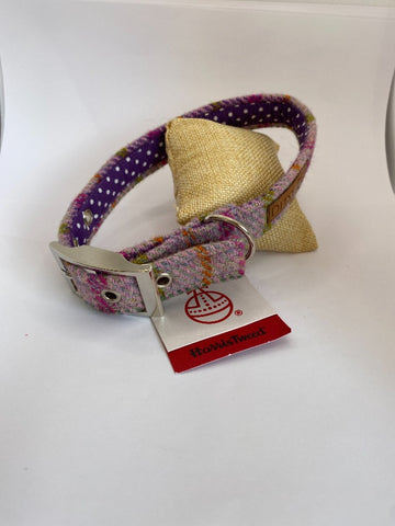 Plum Checked Harris Tweed Collar - Medium
